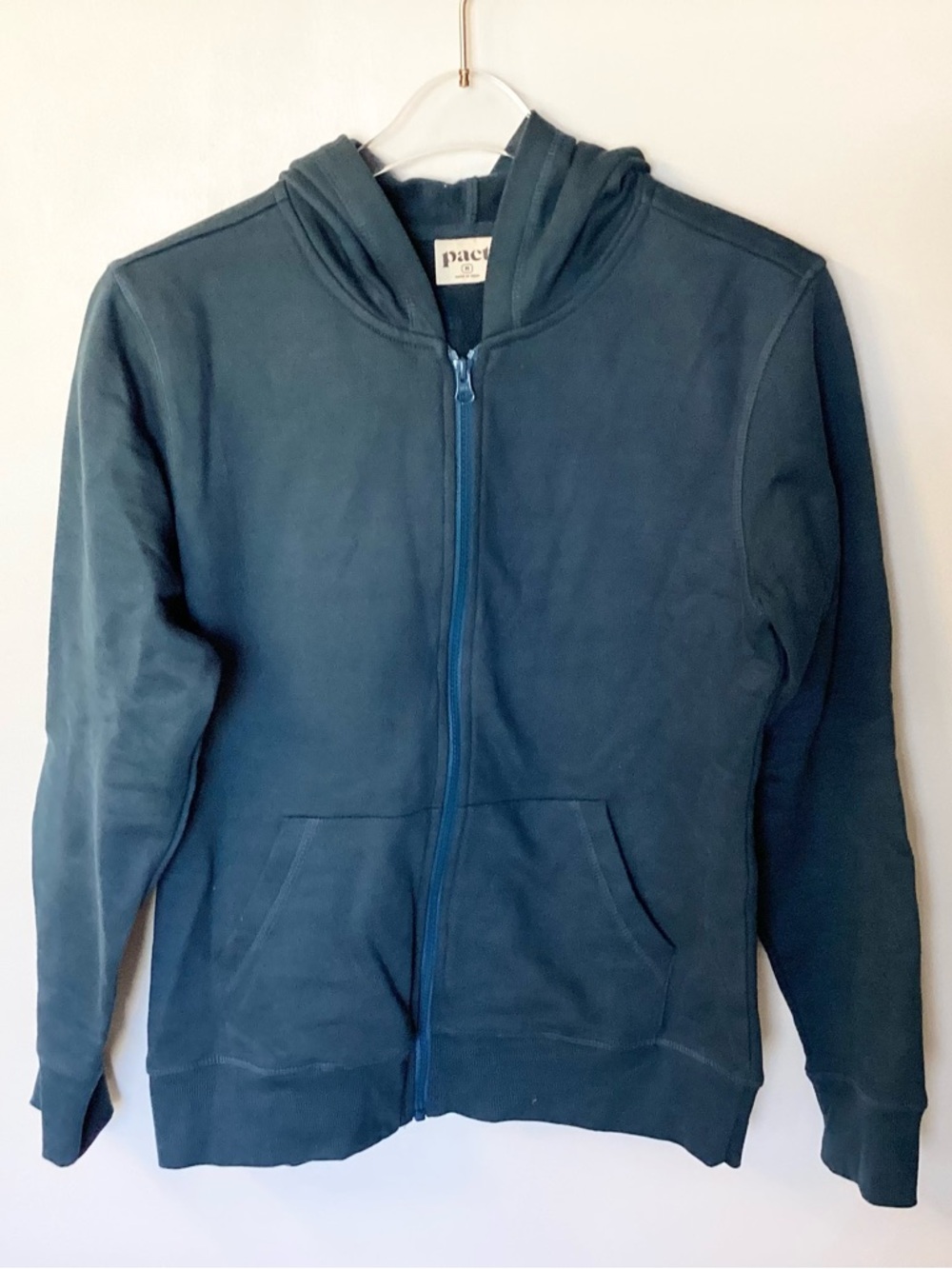 NWOT Pact Organic Brushed Fleece Full Zip Hoodie - Teal - M